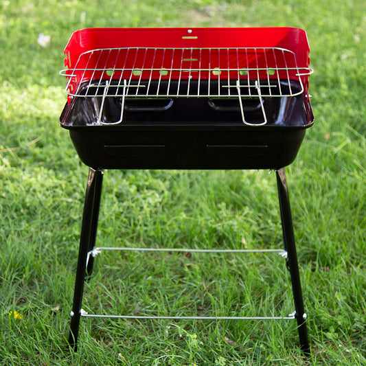 Aktive Portable Charcoal Barbecue with Windbreak and Adjustable Grill (4 Heights) made of Steel, perfect for small spaces, easy to transport, and designed for efficient outdoor cooking.