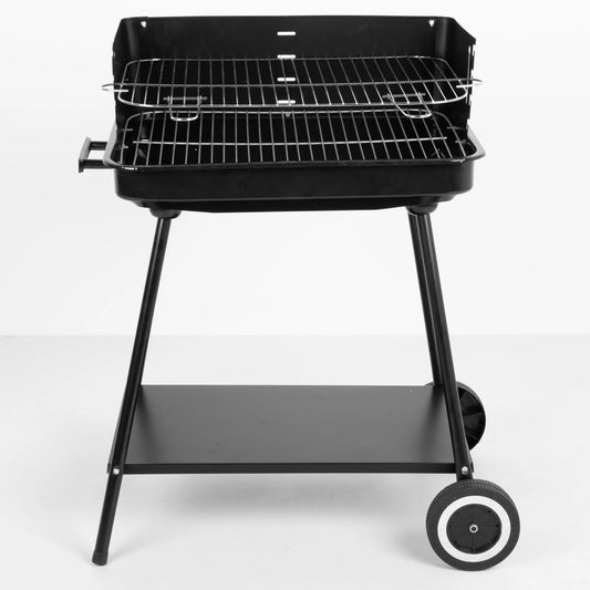 Aktive Portable Barbecue 55x43x82 cm, 4-Layer Adjustable Stainless Steel Grills, Built with Windbreaker Walls, Lower Auxiliary Tray, Side Handle Carrying, Barbecue with Wheels, Charcoal Barbecues, garden barbecues