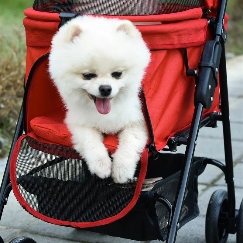 Carrito plegable para perros PawHut: ruedas universales, ideal para perros medianos