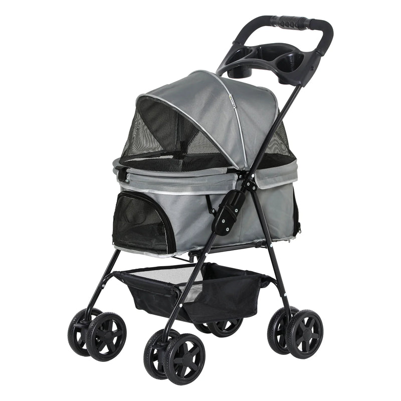 Carrito plegable para perros PawHut: ruedas universales, ideal para perros medianos
