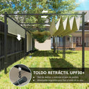 Pérgola Outsunny 4x3 m con techo retráctil y cortinas laterales enrollables – Gris