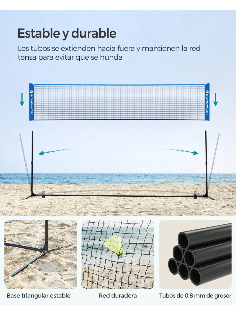 Red de Bádminton/Vóley Playa SONGMICS 4 m — Altura Ajustable y Portátil