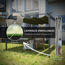 Pérgola Outsunny 4x3 m con techo retráctil y cortinas laterales enrollables – Gris