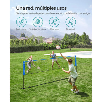 Red de Bádminton/Vóley Playa SONGMICS 4 m — Altura Ajustable y Portátil