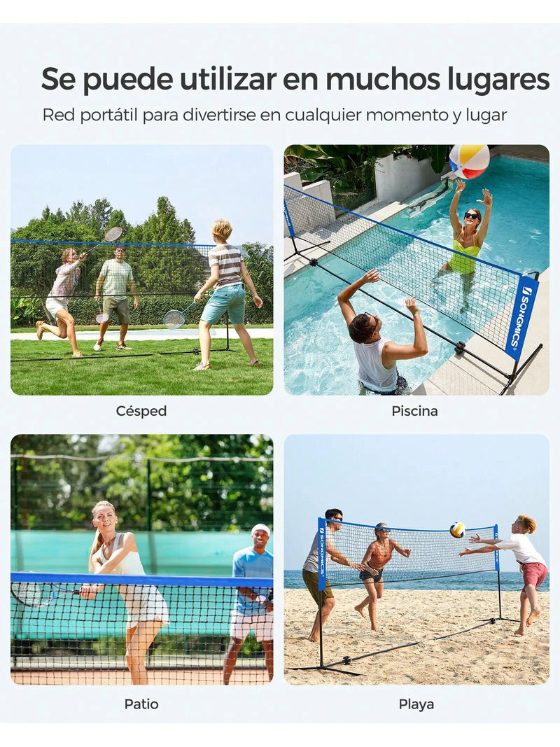 Red de Bádminton/Vóley Playa SONGMICS 4 m — Altura Ajustable y Portátil