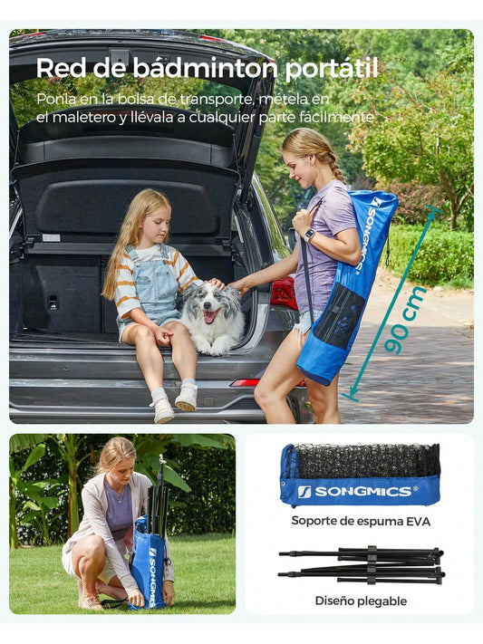 Red de Bádminton/Vóley Playa SONGMICS 4 m — Altura Ajustable y Portátil
