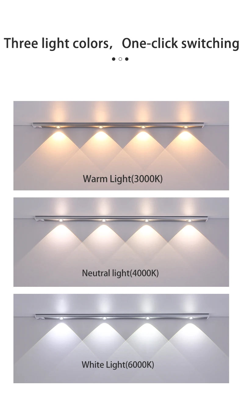 Luz Nocturna LED con Sensor de Movimiento USB Recargable