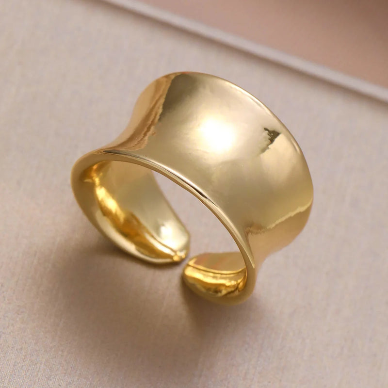 Set de Anillos Abiertos Geométricos Dorados