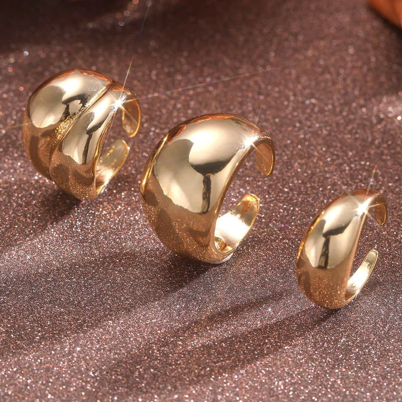 Set de Anillos Abiertos Geométricos Dorados