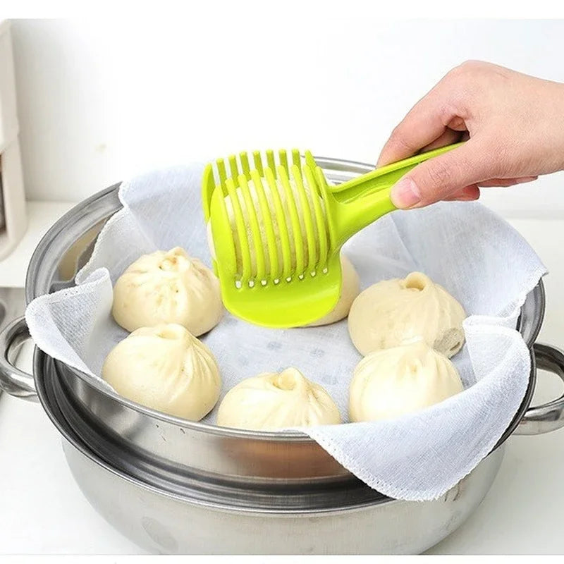 Cortador profesional de tomates y frutas con soporte: utensilio esencial de cocina