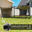 Pérgola Outsunny 4x3 m con techo retráctil y cortinas laterales enrollables – Gris