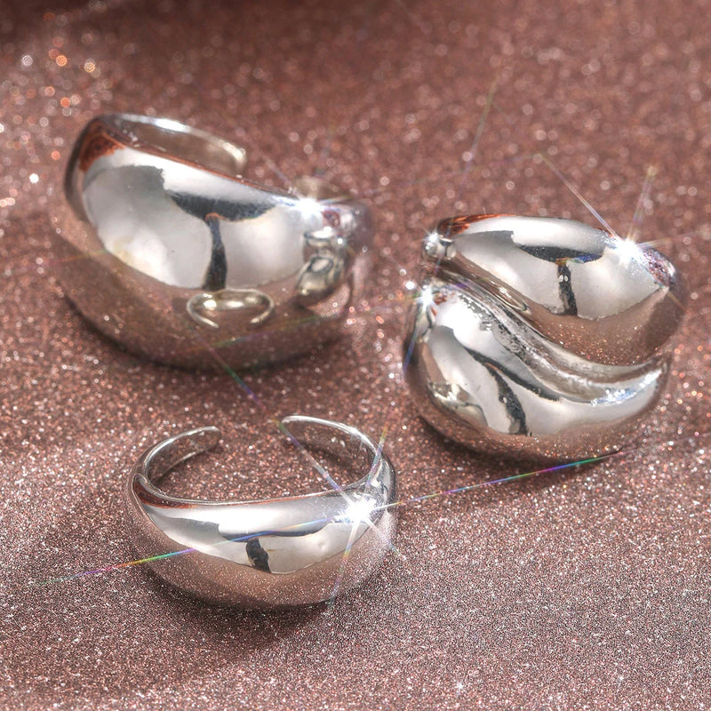 Set de Anillos Abiertos Geométricos Dorados