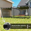 Pérgola Outsunny 4x3 m con techo retráctil y cortinas laterales enrollables – Gris