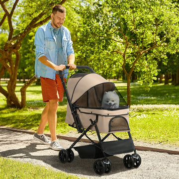 Carrito plegable para perros PawHut: ruedas universales, ideal para perros medianos