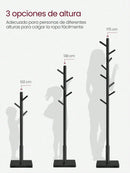 Perchero de Madera Maciza VASAGLE — De pie, con 8 Ganchos, Altura Ajustable