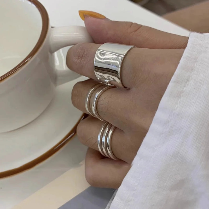 Set de Anillos Abiertos Geométricos Dorados