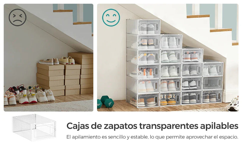 👟 SONGMICS Fundas Apilables para Zapatos – Plegables, Compatibles hasta la Talla 46 (UK 11)